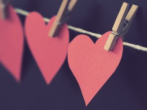 paper hearts on a string